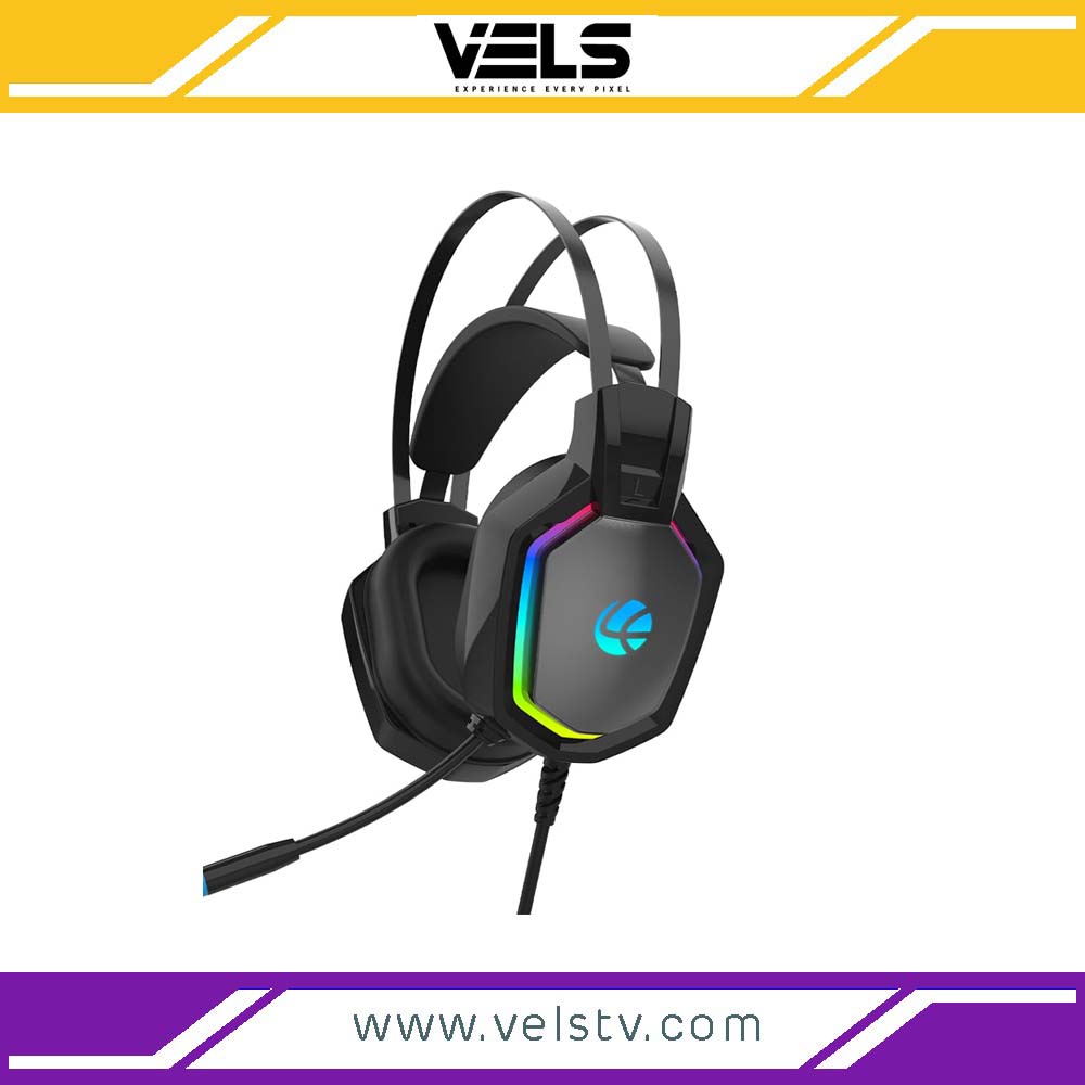 LAPCARE Bunker II Wired Over Ear Gaming Headphones with Mic, 50mm Drivers, Full RGB Lights, Breathable earcushion, 1.5Mtr Braided Wire with USB, Black